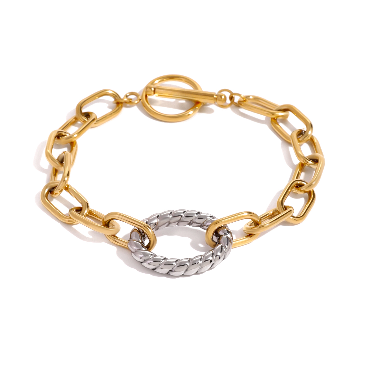 Bracelet chaîne pour femme en acier inoxydable plaqué or 18 carats, série simple, motif géométrique classique, 1 pièce h5 